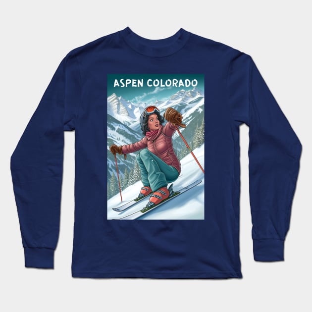 Aspen Colorado Long Sleeve T-Shirt by Studio Red Koala